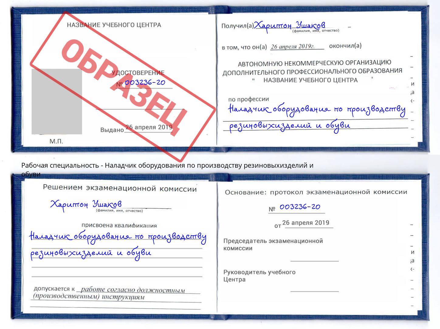 Наладчик оборудования по производству резиновыхизделий и обуви Сокол
