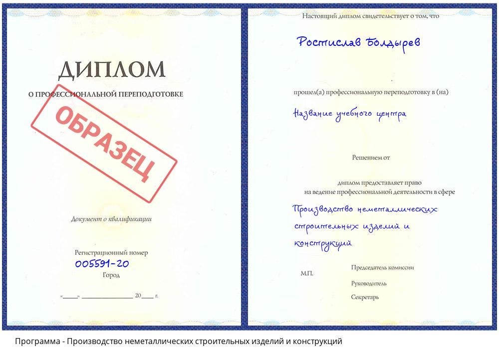 Производство неметаллических строительных изделий и конструкций Сокол