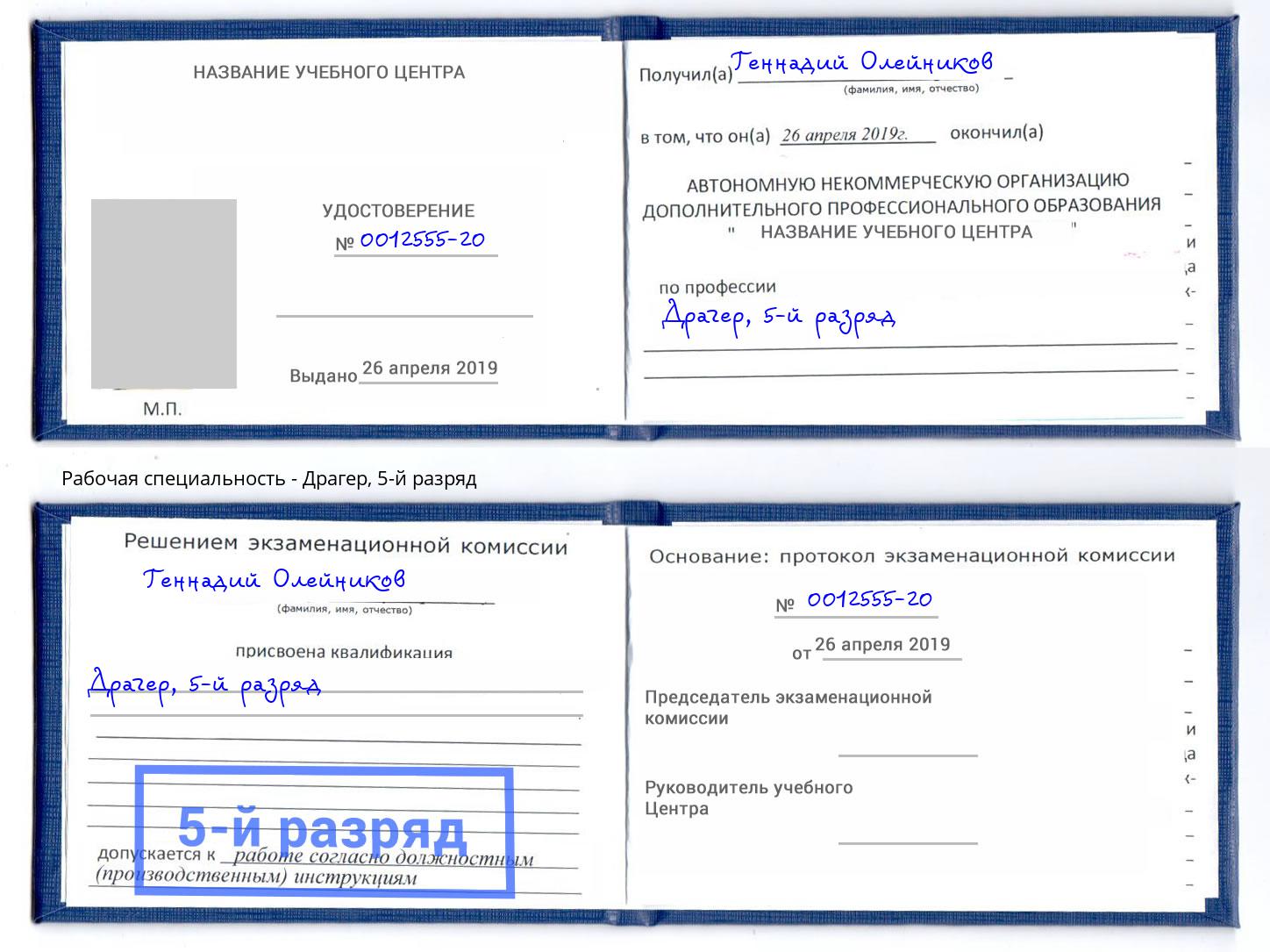 корочка 5-й разряд Драгер Сокол